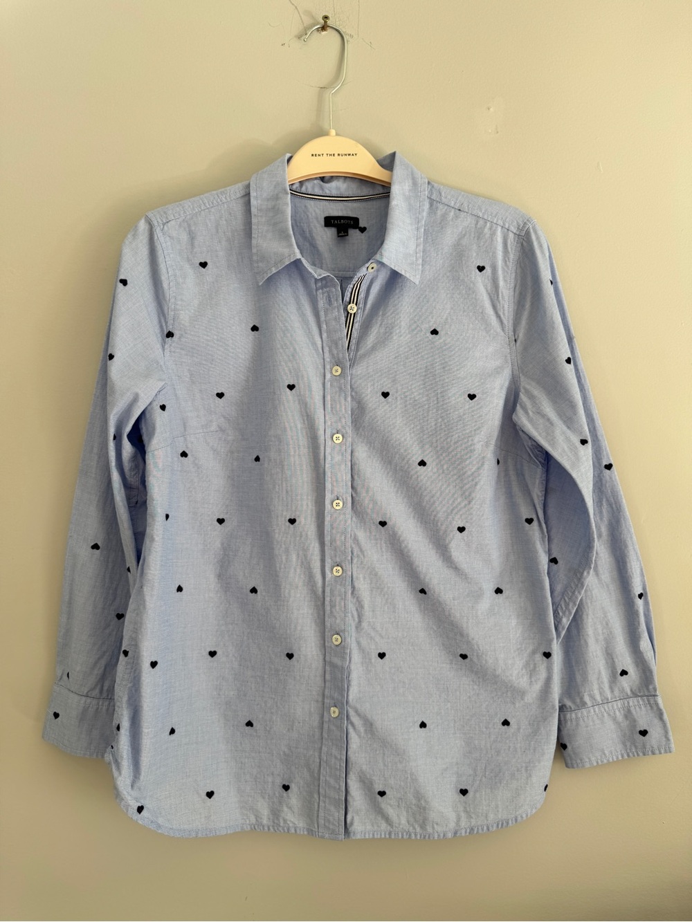 Talbots Light Blue Heart-embroidered Button-Down Shirt